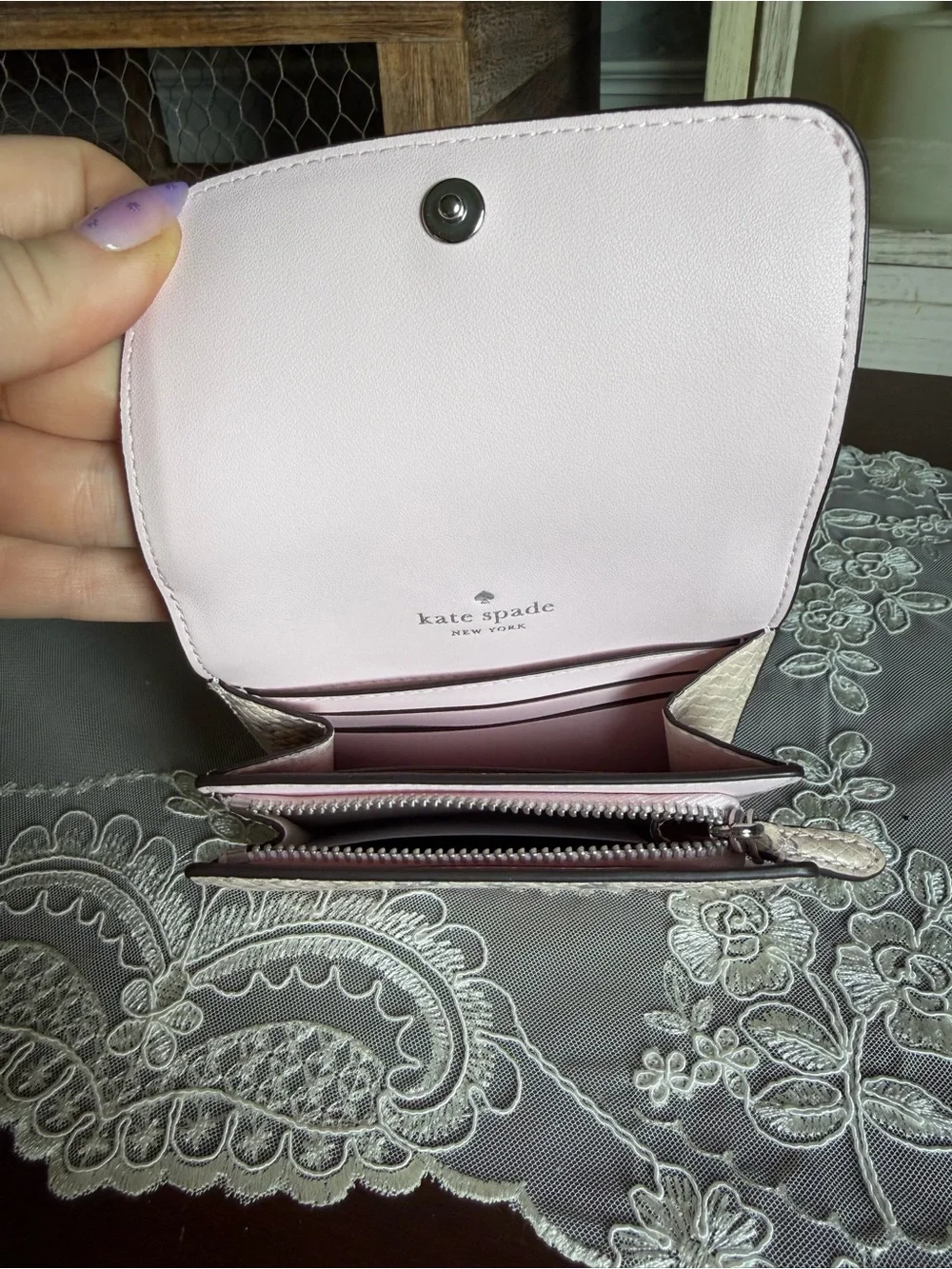 NWOT Kate Spade New York Kayla Pink Small Lizard Card Wallet